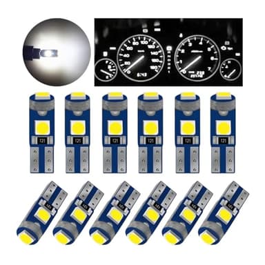 GLSOWEE T5 LED Bulbs, 74 73 37 2721 LED Bulb 12 Volt Replacement, Bright Canbus Error Free, Compatible with Auto Car Gauge Cluster Dashboard Light Lamp Instrument Panel Indicator (White)