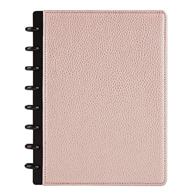 TUL® Discbound Notebook With Pebbled Leather Cover, Junior Size, Narrow Ruled, 60 Sheets, Rose Gold