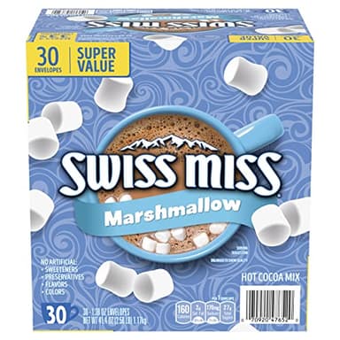 Swiss Miss Chocolate Hot Cocoa Mix With Marshmallows, Hot Cocoa Bar Supplies, 1.38 oz., 30-Count Envelopes
