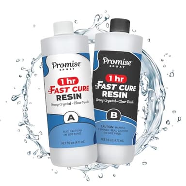 Promise Epoxy Fast Cure Resin 32 Oz - Crystal Clear UV-Resistant, Self-Leveling, No VOCs with 1-Hour Demold Time, for Jewelry Making, Crafts, Coatings, Use with Mica Powder & Dyes