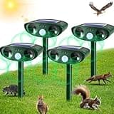 2025 Upgraded Solar Animal Repellent, 4 Pack Ultrasonic Animal Repeller Outdoor with Motion Sensor Cat, Squirrel, Deer, Dog, Raccoon, Skunk, Rabbit Repellent for Yard, Garden, Lawn