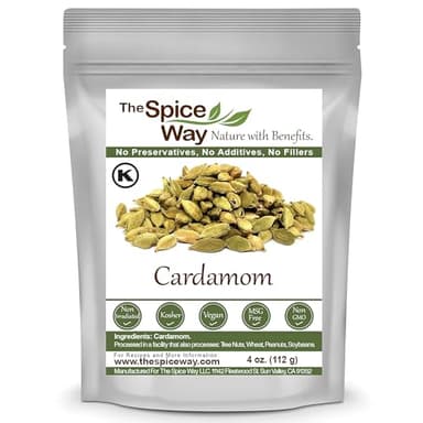 The Spice Way Cardamom Pods- (4 oz) Whole Green Cardamom Pod kosher by OK