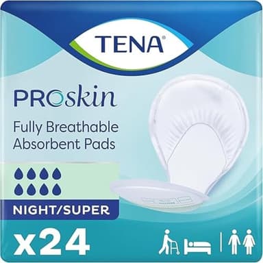 TENA ProSkin Night Super Absorbent Pads, Heavy Absorbency, Unisex, 24 count
