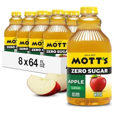 Mott's Zero Sugar Apple Juice Drink, 64 fl oz Bottle (Pack of 8), Apple Flavor, Excellent Source of Vitamin C