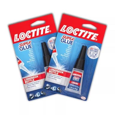 Loctite Super Glue Liquid Longneck Bottle, Clear, 0.35 fl oz Bottle, 2 Pack - Superglue for Plastic, Wood, Metal, Crafts & Repair, Cyanoacrylate Adhesive Instant Glue, Quick Dry