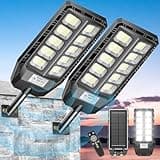 CEDIO Solar Lights Outdoor, Solar Street Lights, Street Lights Outdoor, IP66 Waterproof Motion Sensor Light for Outside, LED Flood Lights 6500K Dusk to Dawn with Motion Sensor, 2Pack