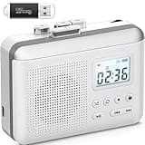 Gracioso Portable Cassette Player Recorder Converter,Cassette to MP3 via SD Card,Cassette Tape Player with 1000mah Rechargeable Battery,Built-in Microphone&Speaker,Headphone Jack,16GB SD Card