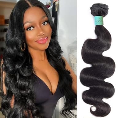 AnJudyReid 12A Body Wave Bundles Human Hair 20Inch 1 Bundle Human Hair 100% Unprocessed Brazilian Virgin Hair Double Weft Single Human Bundles Body Wave Deals Hair Extensions Natural Black