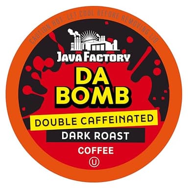 Java Factory Coffee Pods High Caffeine Coffee Compatible with K Cup Brewers Including 2.0, Da Bomb Extra Bold Double Caffeinated, 80 Count