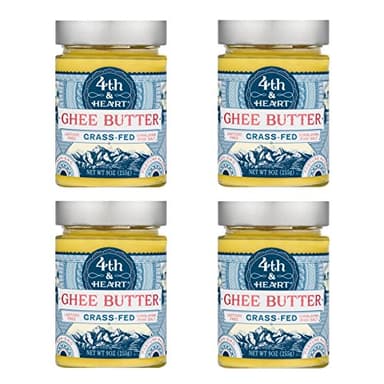 Himalayan Pink Salt Grass-Fed Ghee Butter by 4th & Heart, 9 Ounce, Pasture Raised, Non-GMO, Lactose Free, Certified Paleo (4 Pack) (Himalayan Pink Salt, 4 Pack)