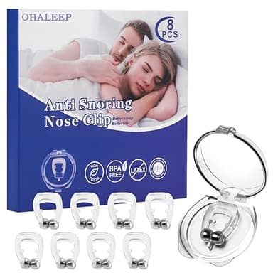 OHALEEP Anti Snoring Devices, Snore Stopper with Adjustable Magnet, Silicone Nose Clip Stop Snoring, Effective to Relieve Snoring, Snoring Solution for Comfortable and Quieter Sleep, White,M