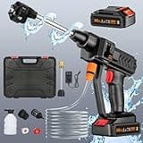 Cordless Pressure Washer, 6-in-1 Nozzle Portable Battery Powered Pressure Washer Handheld with 2 Rechargeable Battery Powered, Portable High Pressure Cordless Power Washer for Car/Floor/Patio Cleaning