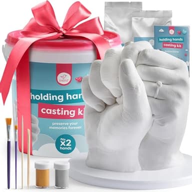 chuckle Hand Casting Kit with Base & Paints, Holding Hand Sculpture Hand Molding Kit, Hand Mold Kit Couples Activities - Mothers Day Gift, Fathers Day, Women for Wedding, Anniversary, Birthdays