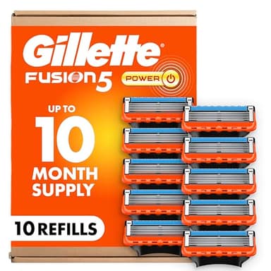Gillette Fusion5 Power Razor Blades for Men, 5-Blade Razor Refills, 10 Count