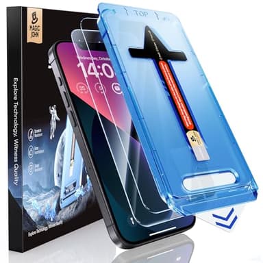 MAGIC JOHN 2 Pack for iPhone 13/14& iPhone 13 Pro 6.1 inch Tempered Glass Screen Protector, Auto Dust-Elimination, Bubble Free, HD Clear, Easy Installation