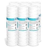 Membrane Solutions 20 Micron 10"x2.5" String Wound Whole House Water Filter Replacement Cartridge Universal Sediment Filters for Well Water - 6 Pack