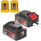 waitley 2Pack Upgraded 20V Real 6A Plus Replacement for Dewalt 20v Max Battery DCB200 DCB203 DCB204 DCB206 Compatible with Dewalt 20 Volt Cordless Power Tools with USB Socket and Type-C Fast Charging