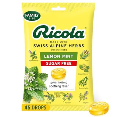 Ricola Big Bag Sugar Free Lemon Mint Cough Drops, 45 Drops, 1 Count