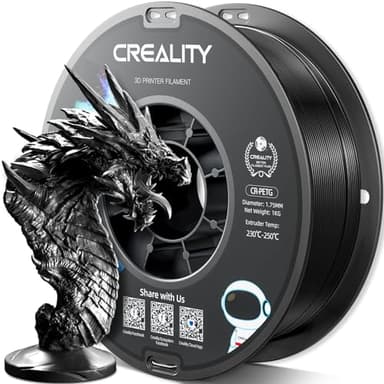 Official Creality PETG 3D Printer Filament 1.75mm 1KG (2.2lbs), High Precision, Strong Toughness, Odorless, Better Flow, Moistureproof 3D Printing CR PETG Filament, Black