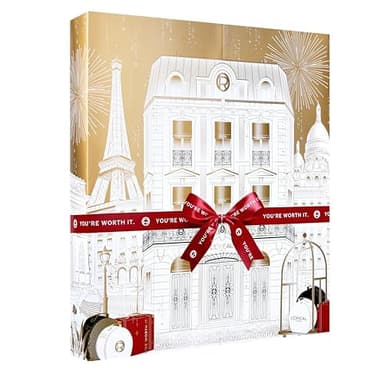 L'Oreal Paris 24 Day Beauty Advent Calendar 2025, Holiday Gift Set Includes Deluxe-Sized and Miniature Makeup, Skincare and Haircare Products