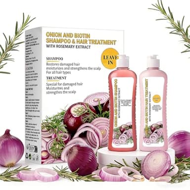 Onion Shampoo and Conditioner Set with Biotin & Citric Acid - Nourishing Hair Care for Dry, Damaged Hair, Promotes Shine and Healthy-Looking Strands