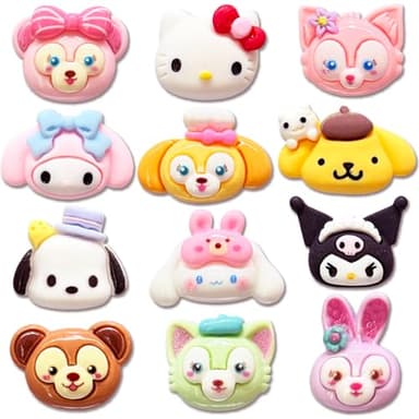 12Pcs Cartoon Shoe Charms for Croc Clogs Sandals, Cute Resin Shoe Decorations