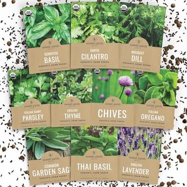 Organic Herb Seeds Variety Pack - 10 Individual Packs - 2026 Season - Basil, Cilantro, Dill, Thyme, Parsley and More! for Indoor & Outdoor Planting (Non-GMO, Certified Organic)