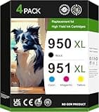 950 951XL Ink Cartridge Compatible for HP 950xl 951xl Ink Cartridges Combo Pack Replacement with OfficeJet Pro 8600 8610 8620 8100 8630 8660 8640 8615 276DW 251DW (Black Cyan Magenta Yellow, 4 Pack)