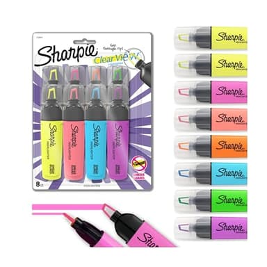 Sharpie Clear View Highlighter Chisel Tip Fluorescent And Pastel Highlighters See Through Tip Highlighter Marker Set Tank Assorted Colors 8 Count