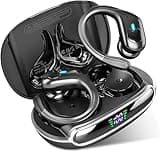 sajawass Wireless Earbuds, Bluetooth Headphones 5.3 HiFi Stereo Ear Buds, 80H Bluetooth Earbuds with Dual LED Display Charging Case, IPX7 Waterproof Earphones for Android iOS Black