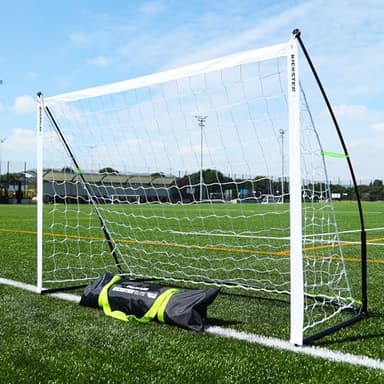 QuickPlay Kickster Elite 8x5' Portable Soccer Goal for Backyard Training - Ultra Fast Setup Weighted Soccer Goal for Turf & Indoor Use - Durable Soccer Net for Home & Youth Practice
