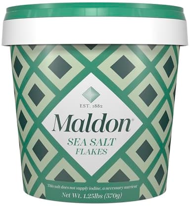 Maldon Salt, Sea Salt Flakes, 20 oz (570 g), Resealable Tub – Kosher, Natural, Unique Gourmet Pyramid Shaped Salt Flakes, Perfect for a Wide Range of Dishes, Hand-Harvested for Four Generations
