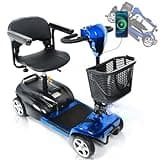Powered Mobility Scooter, 265 lbs All Terrain Foldable Electric Scooter for Adults,Travel,Long Range Power Extended Battery with Charger,Basket and LED Light (Blue)