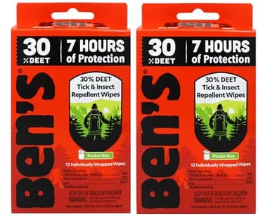 Ben's 30 Deet Mosquito Tick Insect & Bug Repellent Field Wipes - 24 Pack