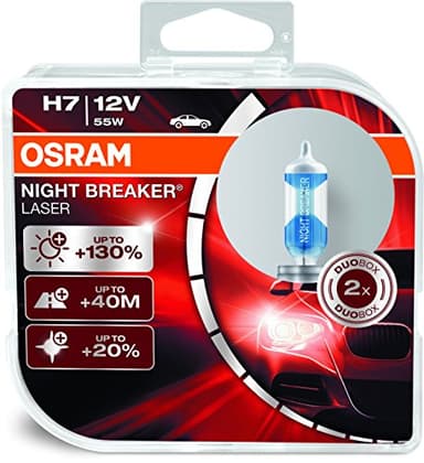 OSRAM H7 Laser Night Breaker Duo Box 64210NBL-HCB Light (55W, 12V, 2 Bulbs)