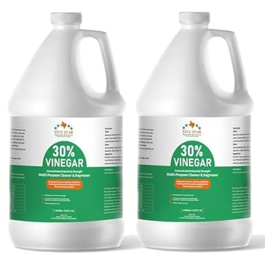FIVE STAR MATERIALS RESOURCES 30% Vinegar Concentrated | White Vinegar for Cleaning and Garden | Home, and Outdoor Pure | Max Performance 7X Power | with Instructions (2 Gallon)