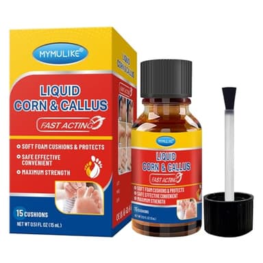 MYMULIKE Liquid Corn Remover, Corn Removers for Toes, Fast Acting, Safe Removes Corns Fast Extra Strength for Kids and Adults, 15ml Liquid with 15PCS Cushions 10PCS Swabs (15ML*1)