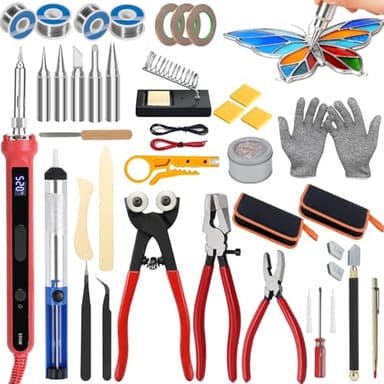 Kryztlyn 36 Piece Stained Glass Starter Kit,Stained Glass Kits,Stained Glass Kits for Adults,with 100WSoldering Iron Stained Glass Supplies and Tools for,forStained Glass Making.