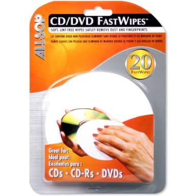 Allsop CD and DVD FastWipes, lint-free wipes for cleaning DVD, CD, PS1, PS2, XBOX & XBOX 360 Discs