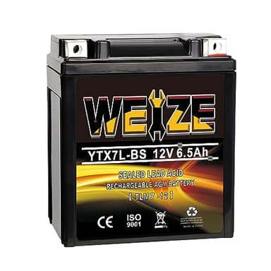Weize YTX7L BS 120CCA ATV Battery High Performance - Maintenance Free - Sealed AGM YTX7L-BS Motorcycle Battery compatible with Honda Kawasaki Suzuki