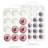 AOTASO Regular 12 Cup and Mini 24 Cup Nonstick Cupcake Pan Set Silicone Muffin Pan for Baking Silicone Cupcake Mold with Metal Reinforced Frame BPA Free (2 Pcs, Cream)