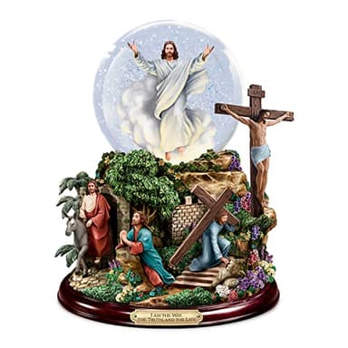 The Bradford Exchange Religious Musical Glitter Globe with LED Light, Thomas Kinkade Jesus Life Scenes, Amazing Grace Melody