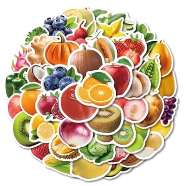 Kigibo Food Stickers for Kids, 110pcs Fruit Vegetable Realistic Stickers Teachers Student Decals for Classroom Theme Activities(Fruits Vegetables)