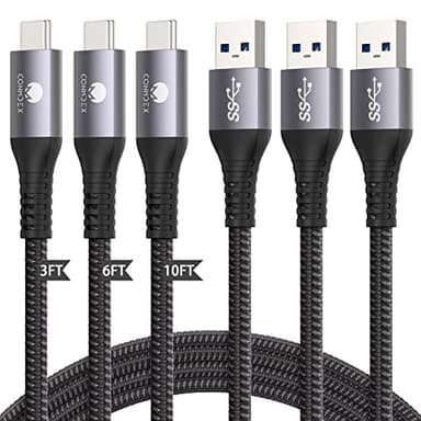 CONMDEX Android Auto USB C Cable [3ft+6ft+10ft] 10Gbps USB 3.1 Gen 2 USB A to USB C Data Transfer Braided Cord, 3A Fast Charging Type C CarPlay Cable for iPhone 15 Plus Pro Max Samsung Galaxy S23 S22