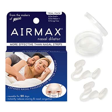 AIRMAX Nasal Dilator for Better Sleep - Natural, Comfortable, Anti Snoring Device, Snoring Solution for Maximum Airflow and Easier Breathing 2 Size Trial Pack (Small and Medium - Clear)
