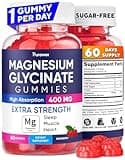 Magnesium Glycinate Gummies 400mg, High Absorption Magnesium Supplement for Adults and Kids, Supports Evening Routine & Inner Balance, Sugar Free, Vegan, 60 Days Supply - Raspberry