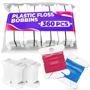 360 Pcs Embroidery Floss Bobbins - Lightweight, Durable Plastic Embroidery Floss Organizer with Hanging Holes, Thread Slits - Optimal Size, Reusable Design for Neat and Easy Storage and Organization