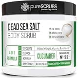pureSCRUBS Premium Cucumber Body Scrub Set - Large 16oz Dead Sea Salt Body Scrub for Women Exfoliation KP Bump Eraser Body Scrub Includes Wooden Spoon, Loofah & Soap