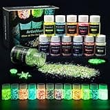 Glow in The Dark Glitter, 12 Colors Chunky Glitter for Tumblers, High Luminous Holographic Glitter for Resin Crafts Epoxy Slime, Cosmetic Grade Nail Glitter Set for Face Body Skin