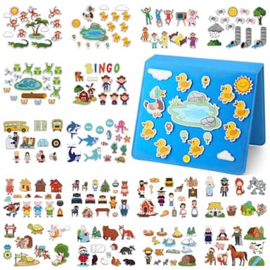 Windkream 16 Pack Felt Board Story Sets Flannel Felt Story Board Pieces with a Multi Functional Pieces Storage Binder and 16 Pcs Pocket for Activities Time(Fairy Stories)